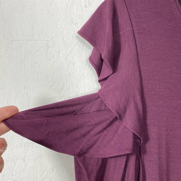 White House black market ruffle cold shoulder sheath dress Large cabernet color - Picture 6 of 9